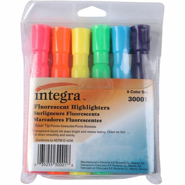 Integra Highlighter Desk Chisel 6 Pack ITA30001