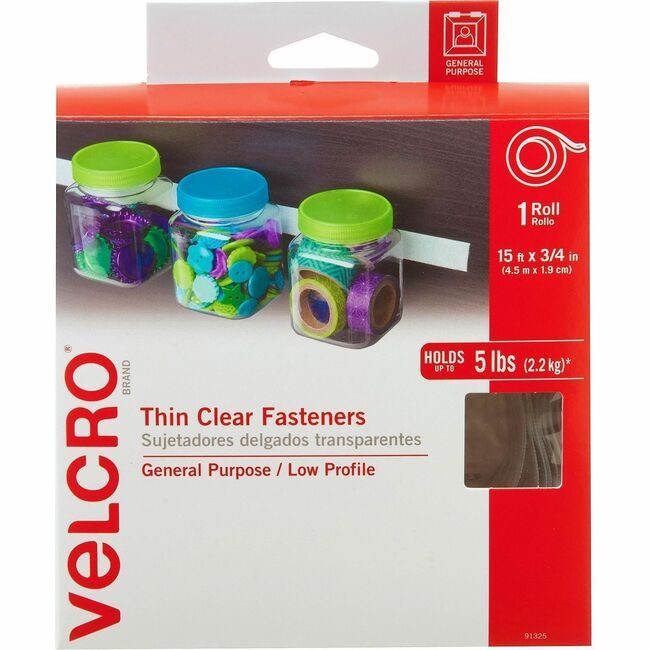 VELCRO Brand Velcro Companies Brand Fasteners Thin & Clear VEK91325