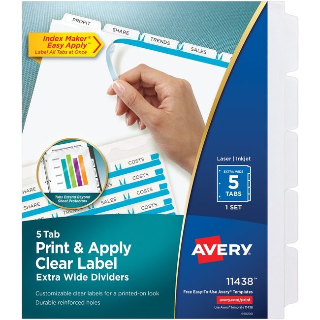Avery Products Corporation Dividers Xw 5TABS Indexmkr AVE11438