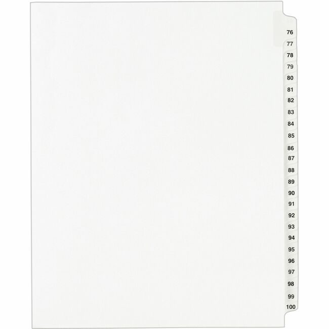 Avery Products Corporation Index Legal Sdtab 76-100 AVE01333