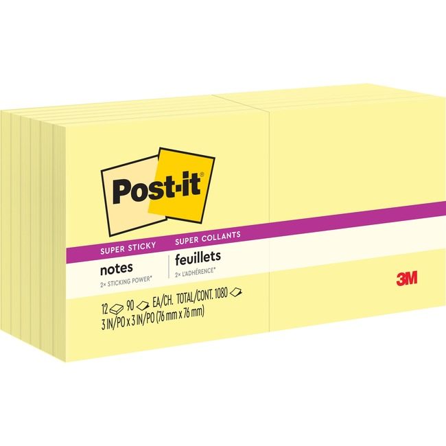 3M Company Note Popup 3X3 12 Pack Canary MMMR330-12SSCY