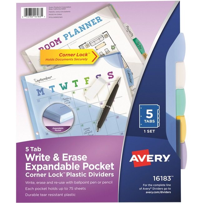 Avery Products Corporation Divider Crnrlock 5TAB Multi AVE16183