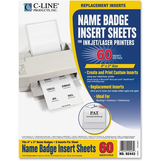 C-Line Products Insert Lsr/Ij 4X3 We 60 CLI92443