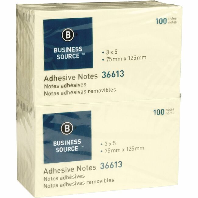 Business Source Notes Adhesive 3X5 12 Pack Yw BSN36613