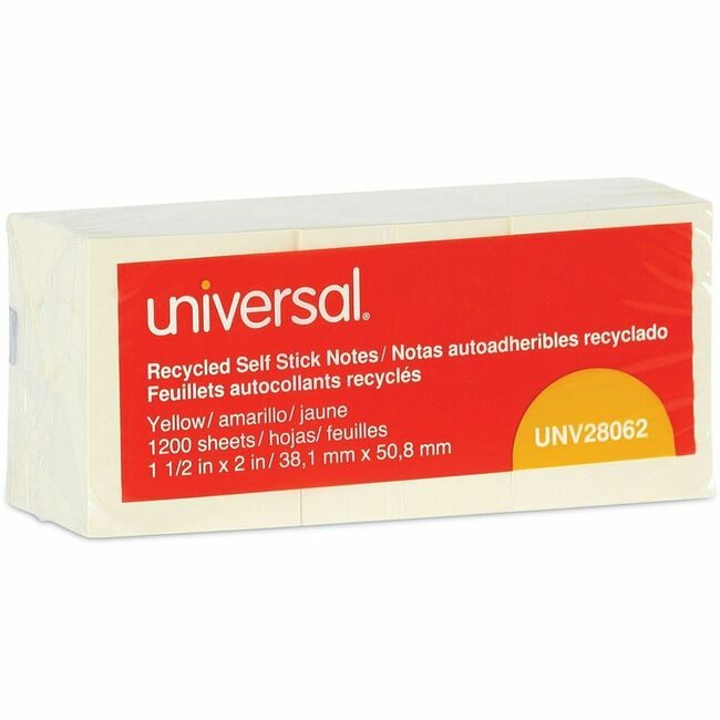 Universal Office Products Note 1.5X2 RCYC 12/PK Yw UNV28062