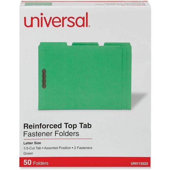 Universal Office Products Folder 2FSTNR Letter 50 Green UNV13522