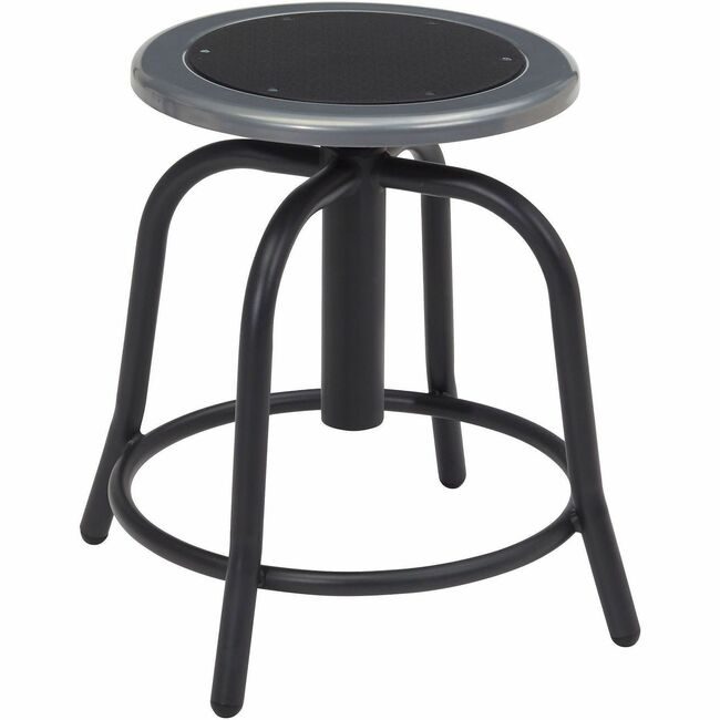 National Public Seating Stool Adj Ht Steel/Blk NPS681010