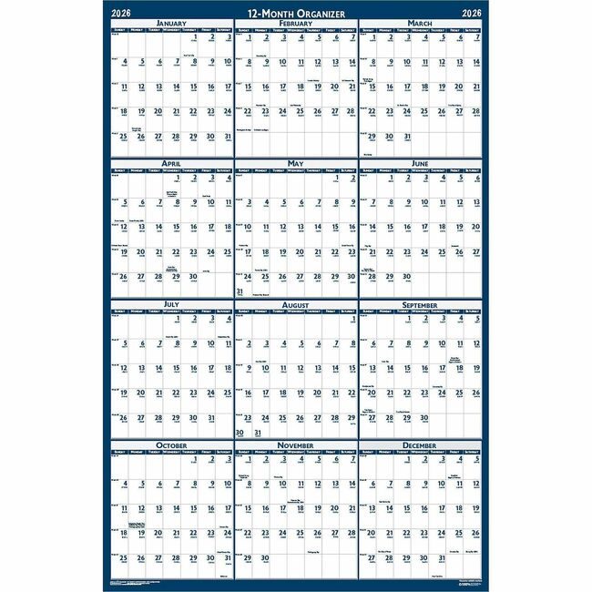 House of Doolittle Calendar Wall Lamintd 66X33 HOD3962