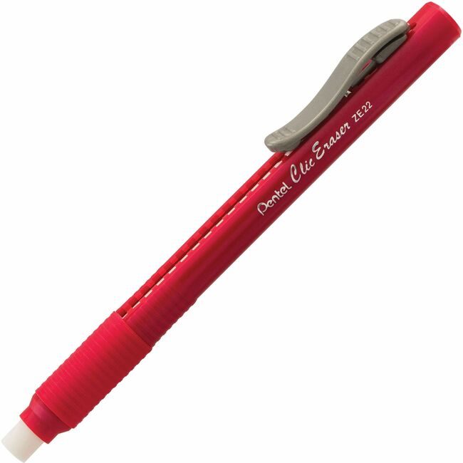 Pentel of America Eraser Clic W/Grip Red PENZE-22B