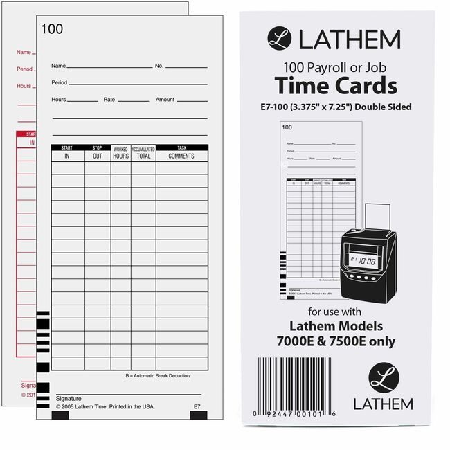 Lathem Cards Time F/7000E #1-100 LTHE7-100