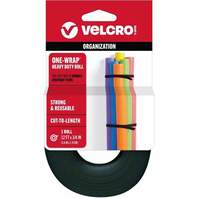 VELCRO Brand Velcro Companies Brand Ties 12FTX3/4IN Black VEK90340