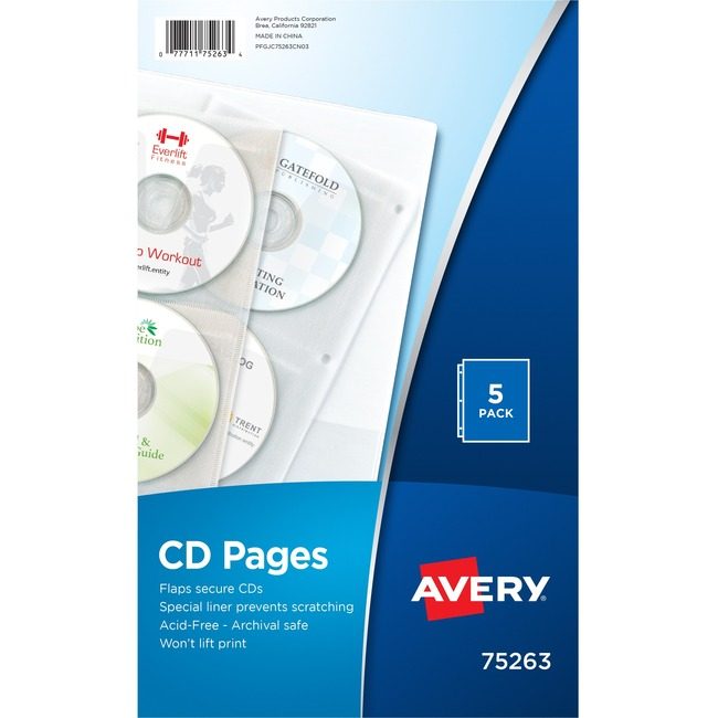 Avery Products Corporation Pages Cd Rom Binder 5 Pack AVE75263