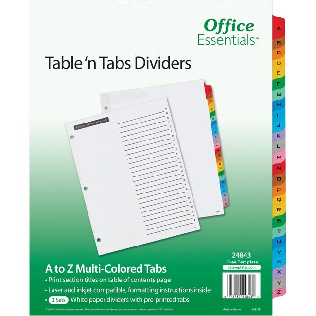 Avery Products Corporation Oe Divider A-Z 3 Pack AVE24843