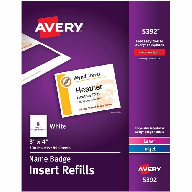 Avery Products Corporation Refill Badge 3"X4" 300 Count AVE5392