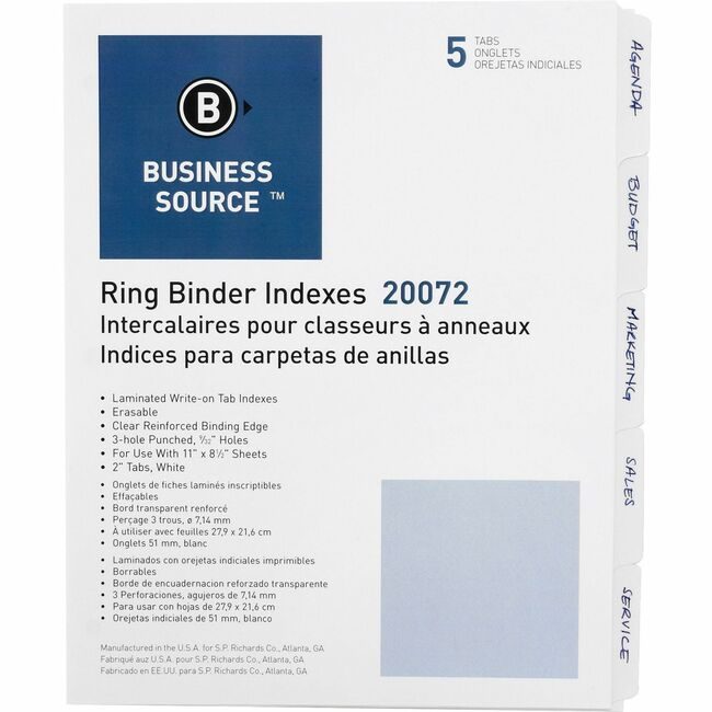 Business Source Dividers Write-On 5TAB We BSN20072