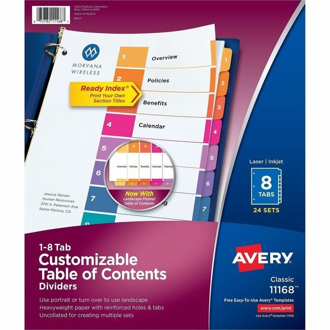 Avery Products Corporation Dividers Index Ready 1-8 AVE11168