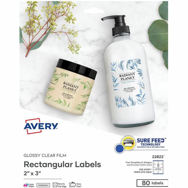 Avery Products Corporation Label Rectangle Glossy Clr AVE22822