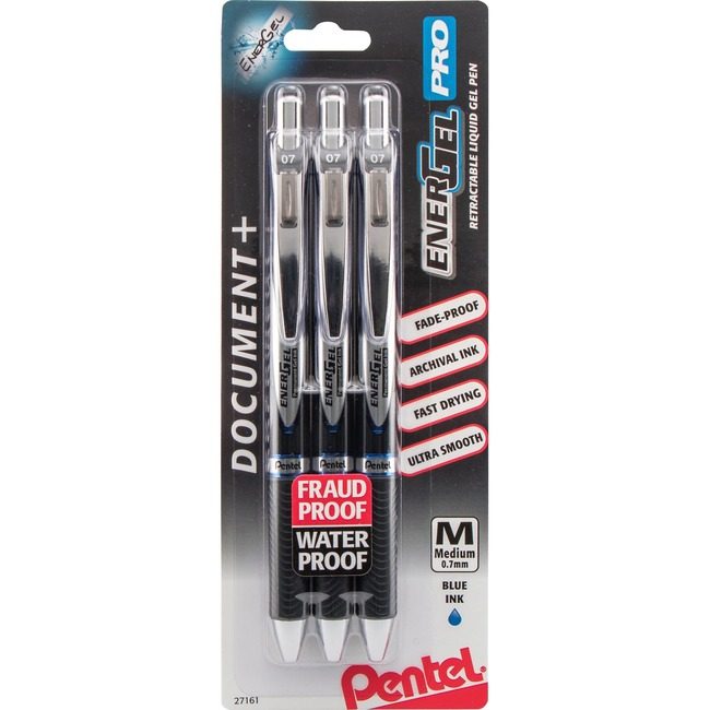 Pentel of America Pen E-Gel Pro Medium Be 3 Pack PENBLP77BP3C