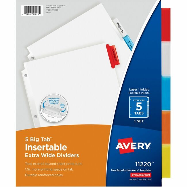 Avery Products Corporation Dividers Insert 5-TAB Multi AVE11220
