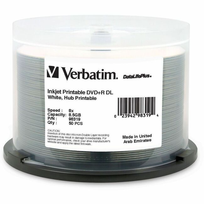 Verbatim Americas Dvd+R Dl Prt Hub Ij We 50SP VER98319