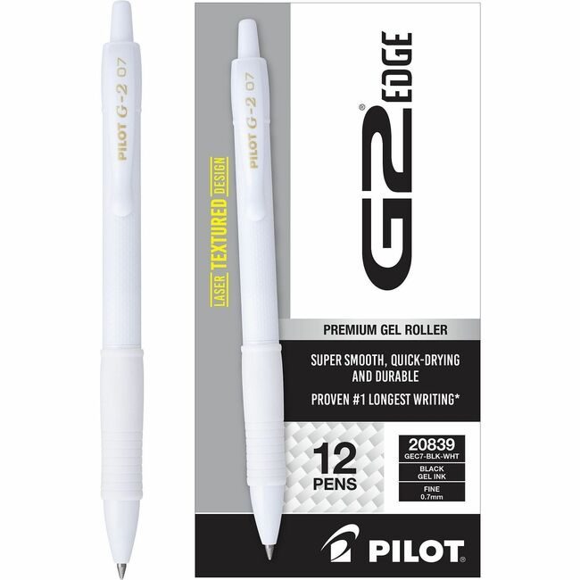Pilot Corporation of America Pen Gel G2 EDGE WHT Black Fn PIL20839