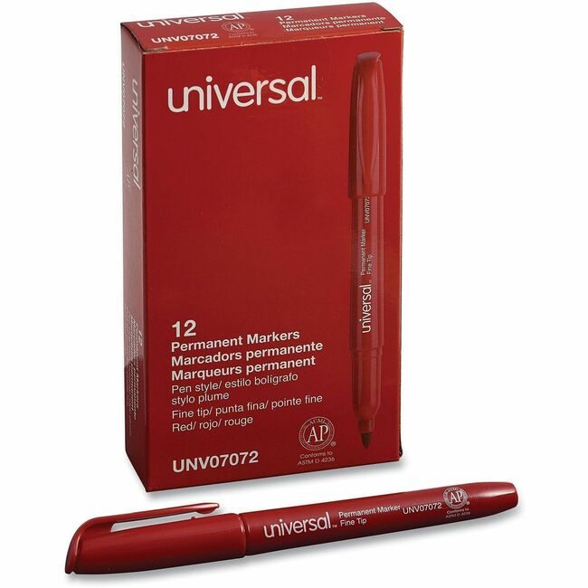 Universal Office Products Marker Permnt Fine Red UNV07072