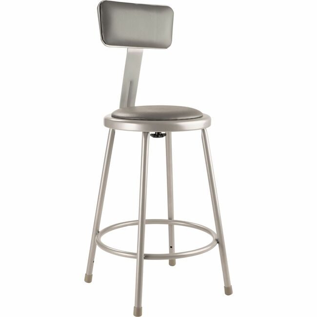 National Public Seating Stool 24IN Vin Back Gray NPS6424B