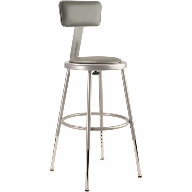 National Public Seating Stool 19-27IN Vin Back Gray NPS6418HB