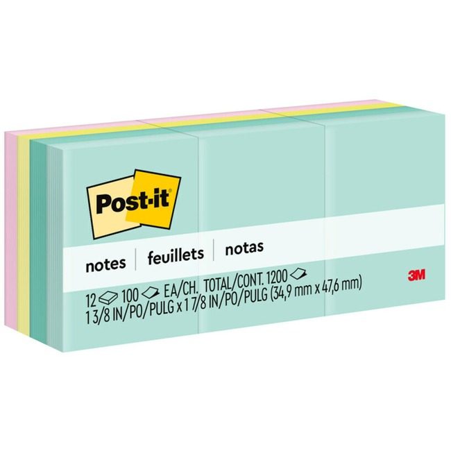 3M Company Notes Post-It 1.5X2 12 Pack MMM653-AST