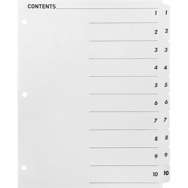 Business Source Dividers Index Toc 1-10 We BSN05854