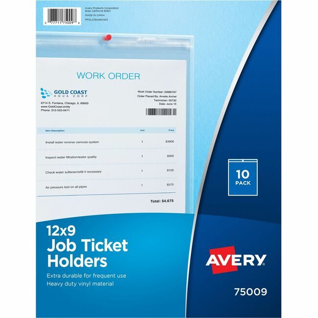 Avery Products Corporation Holder Jobticket Vinyl 9X12 AVE75009