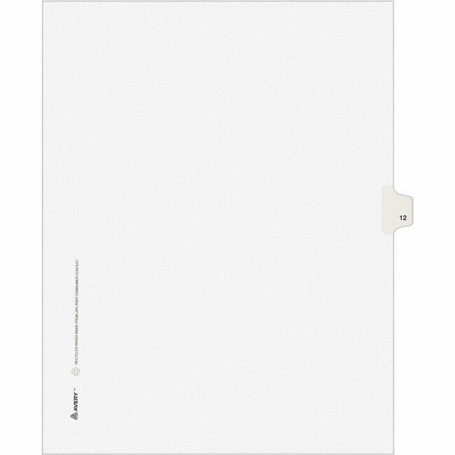 Avery Products Corporation Dividers Index Sidetab 12 AVE11922