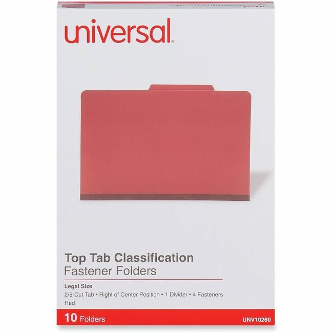 Universal Office Products Folder Psbd 4SEC Legal Red UNV10260