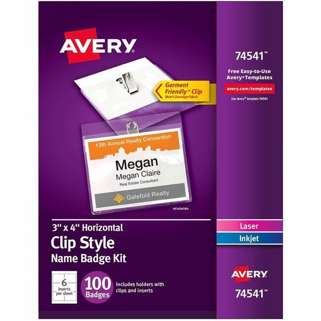 Avery Products Corporation Holder Badge Clip 3"X4" 100 AVE74541