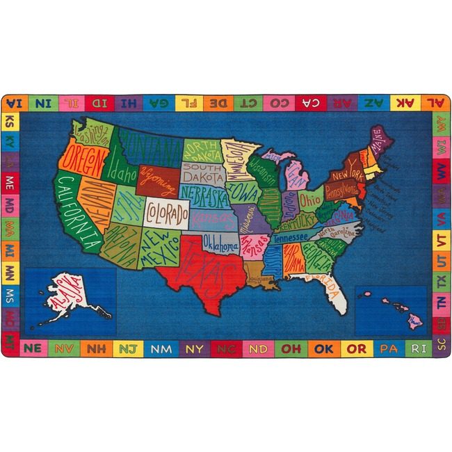 Flagship Carpets Rug Us Map Doodle 76"X12 FCIFE262-44A