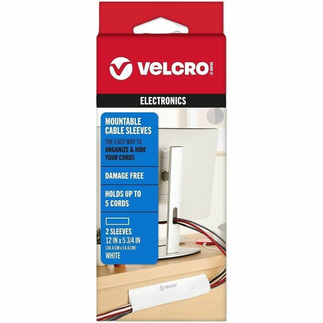 VELCRO Brand Velcro Companies Brand Mountable Cable Sleeves White VEK30798
