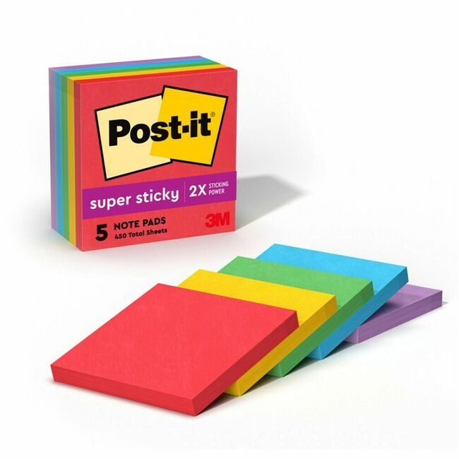 3M Company Notes Sprstcky 3X3 5 Pack Assorted MMM654-5SSAN