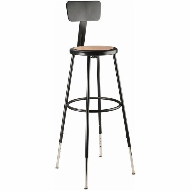 National Public Seating Stool 31-39IN Wood Back Black NPS6230HB10