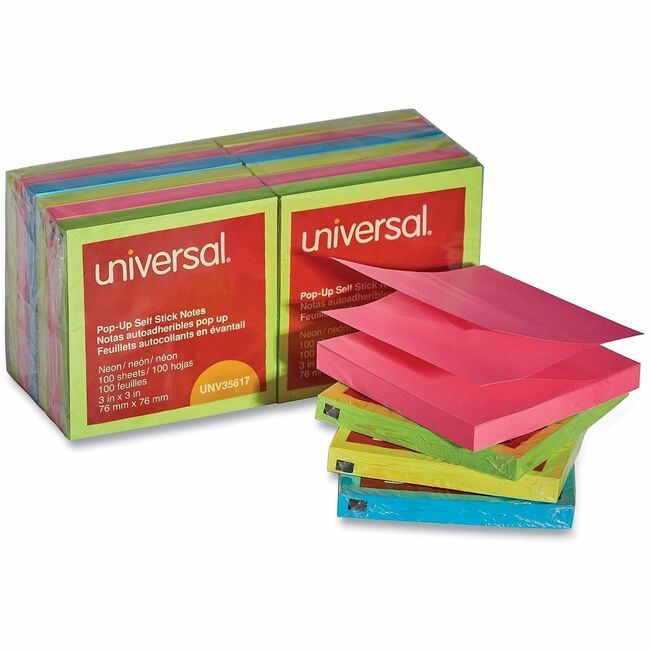 Universal Office Products Note 3X3 FANFOLD 12PK Assorted UNV35617