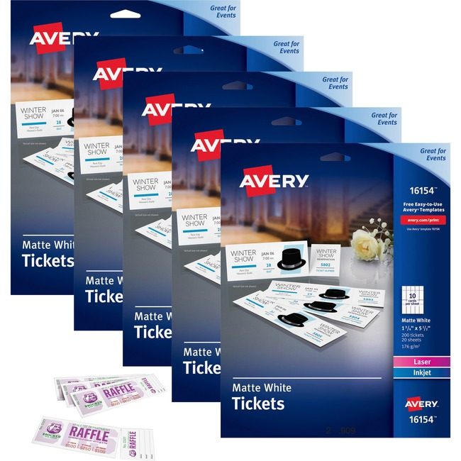 Avery Products Corporation Tickets Printable W/Stubs AVE16154CT