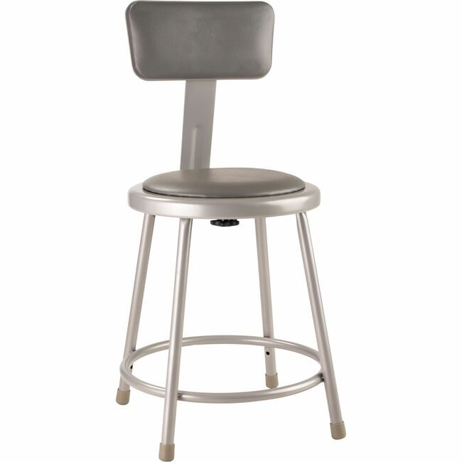 National Public Seating Stool 18IN Vin Back Gray NPS6418B