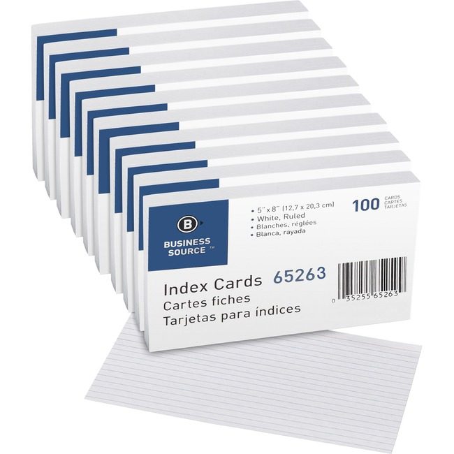 Business Source Card Index Ruled 5X8 We BSN65263BX