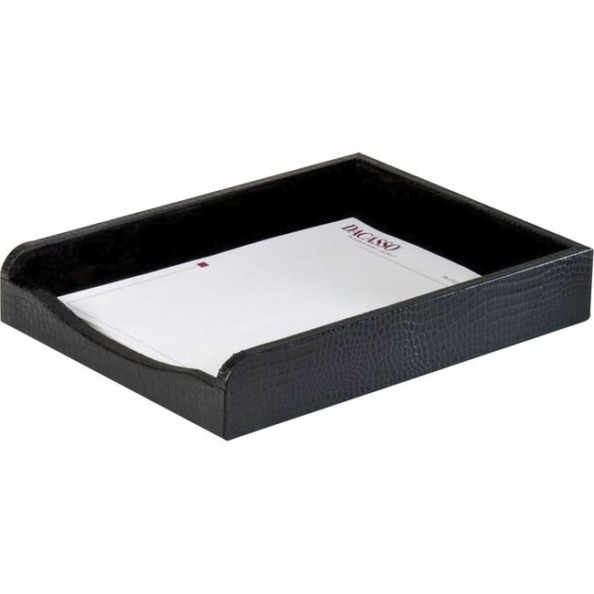 Dacasso Tray Letter Lthr Crocemb Black DACA2201