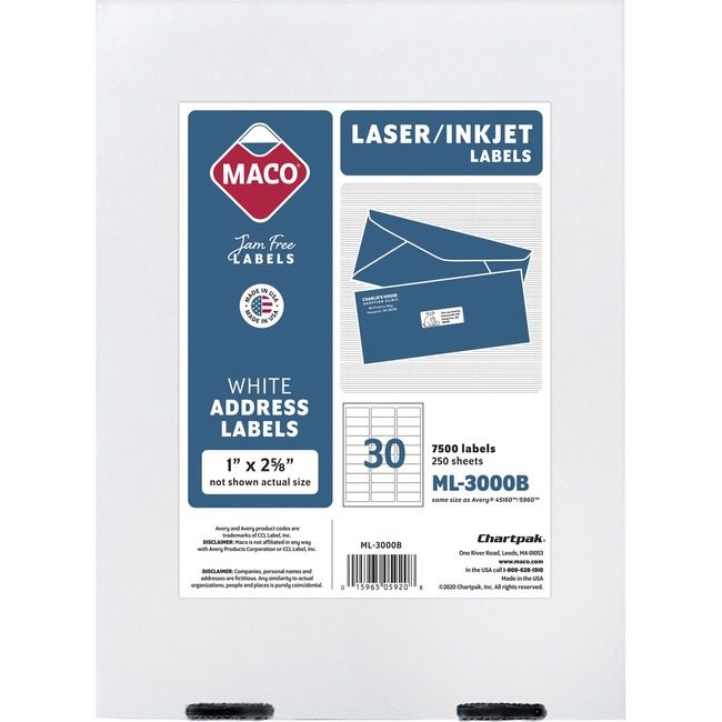 Chartpak, Inc. Maco Label Lsr 1X2-5/8 We MACML-3000B