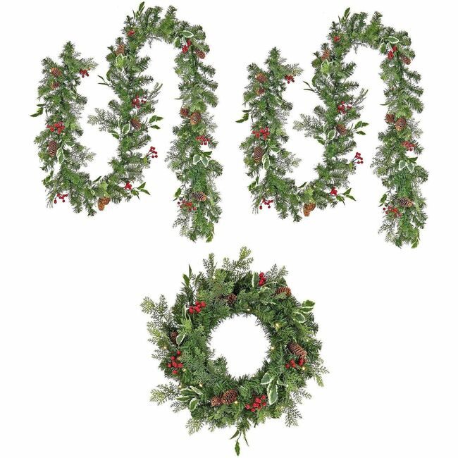 National Tree Company Garland Set Hollyberry NLT729083003141