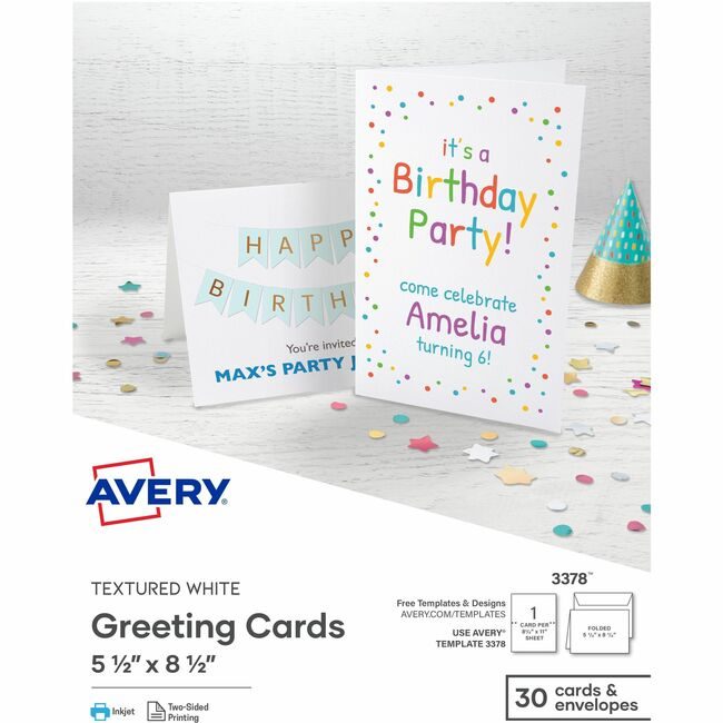 Avery Products Corporation Card Fold Txtd We 3UP AVE03378
