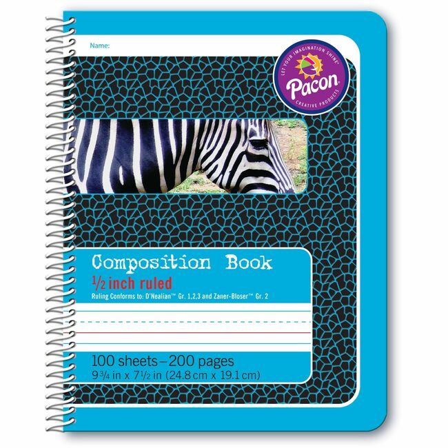 Pacon Corporation Book Comp Sprial Blue Zebra PAC2429