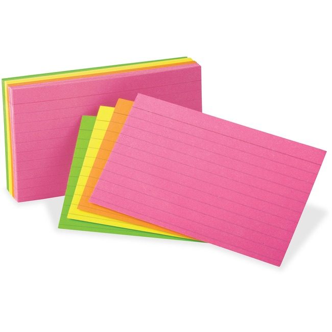 TOPS Products / ACCO legacy Oxford Cards Index 3X5 Neon Assorted OXF81300
