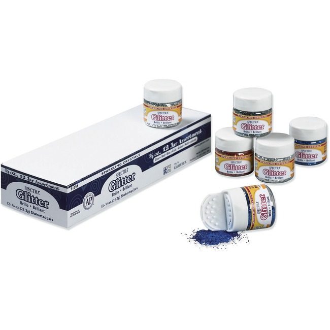 Pacon Corporation Glitter Assorted .75OZ 12 Pack PAC91356