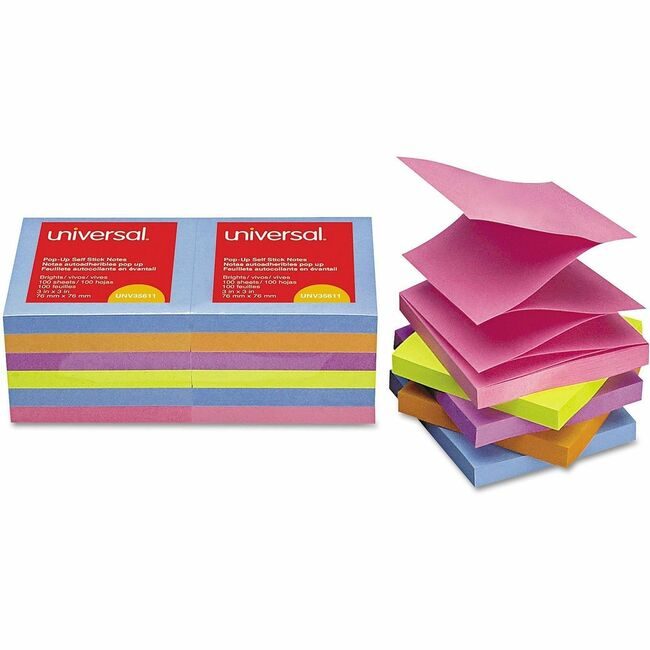 Universal Office Products Note 3X3 FANFOLD 12PK Assorted UNV35611
